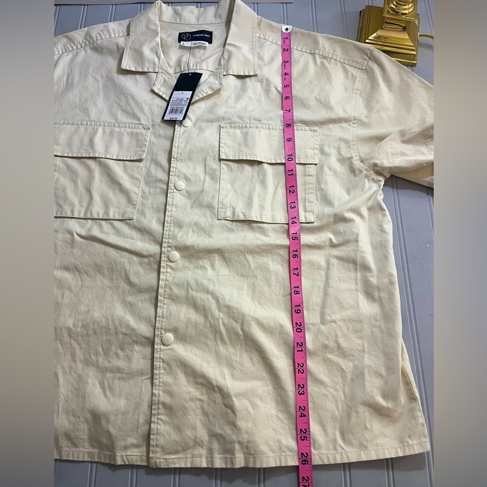 Original Use Short Sleeve Button Down Utility Shirt Mens Large Cream NWT - Picture 7 of 8